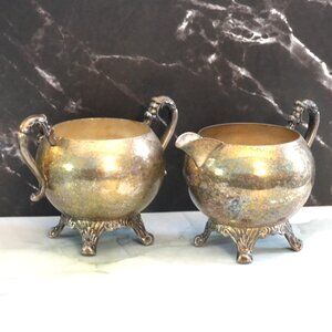 Vintage Silver-Plated Creamer and Sugar Bowl Set - Elegant Tea  Accents Footed